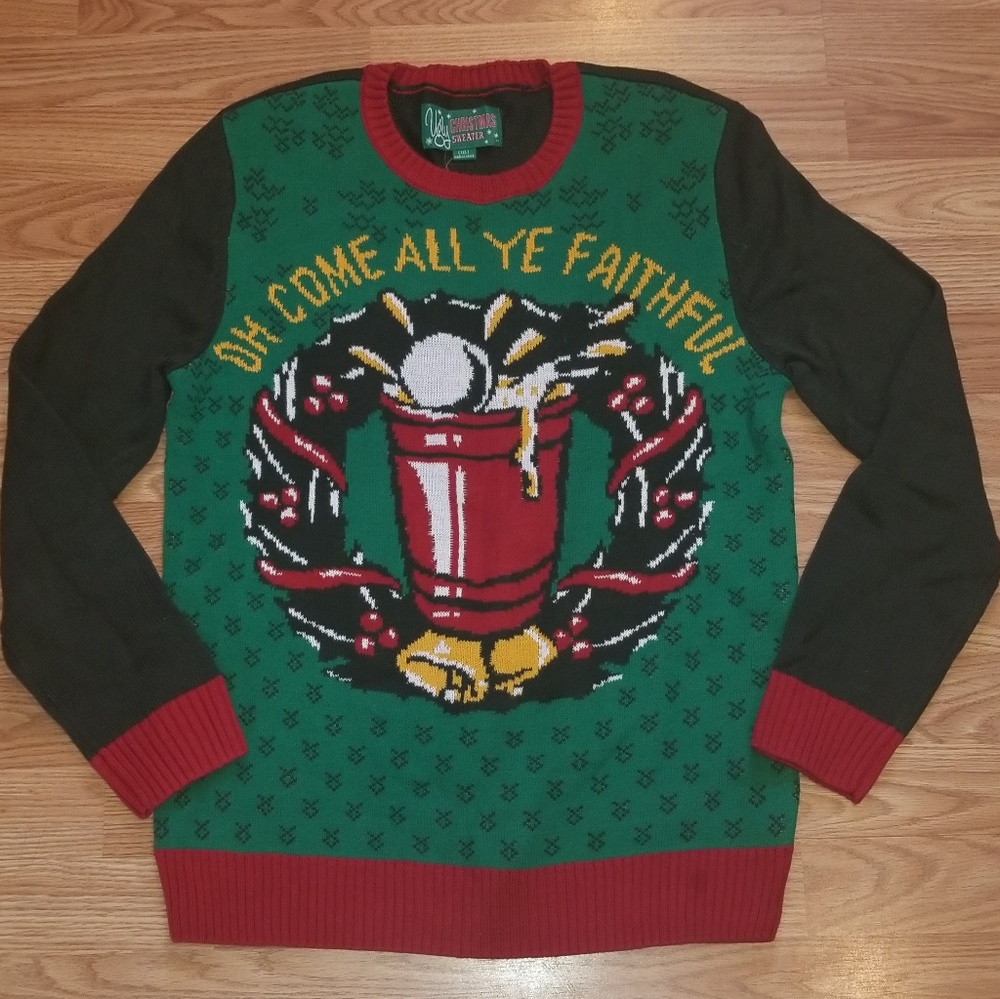 Ugly Christmas Sweater Wreath Mens Festive